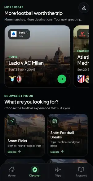 Current YourNextAway Discover interface